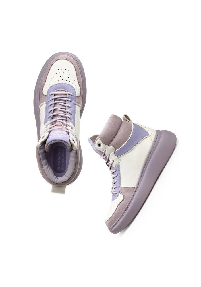 باكا بوتشي حذاء رياضي نسائي مرتفع ديسكفري نوير باللونين البنفسجي والأبيض